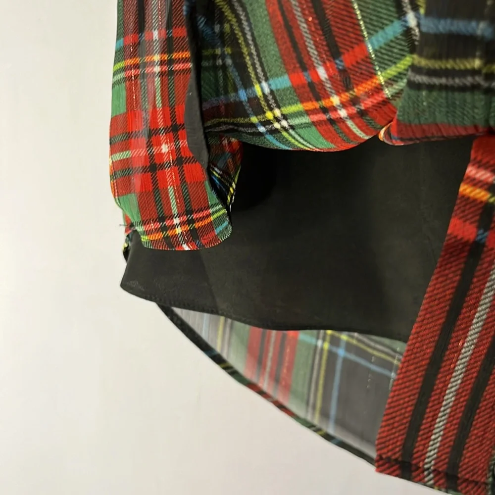 Sheer Sleeveless Plaid J. Crew Ruffle Blouse with Built In Cami Slip Top - Picture 6 of 11